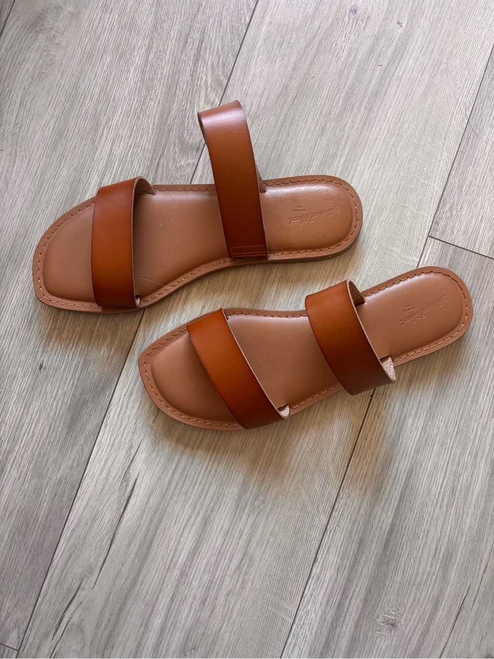 Women's Double-Strap Slide Sandals in Brown